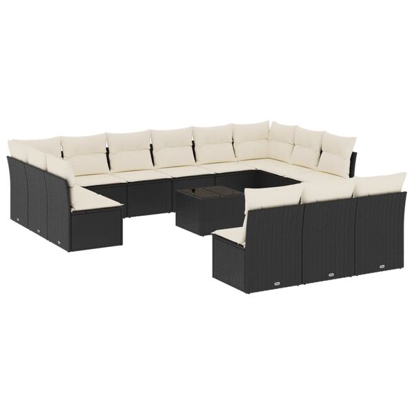 vidaXL Garden Sofa Set Black, Cream White