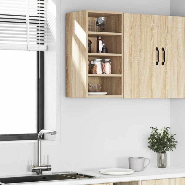 vidaXL Hanging Cabinet Sonoma Oak Engineered wood Medium Wall mounting