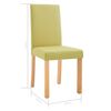 vidaXL Dining Chair Set of 2 Green Fabric and rubber wood Standard