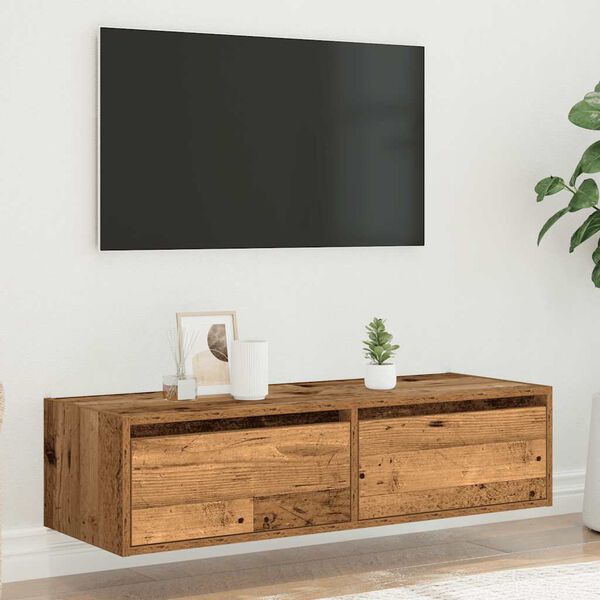 vidaXL TV Cabinet Old wood Engineered wood 39.4 x 14.0 x 9.8 in