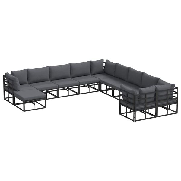 vidaXL Garden Sofa Set 11 pcs Black Aluminium