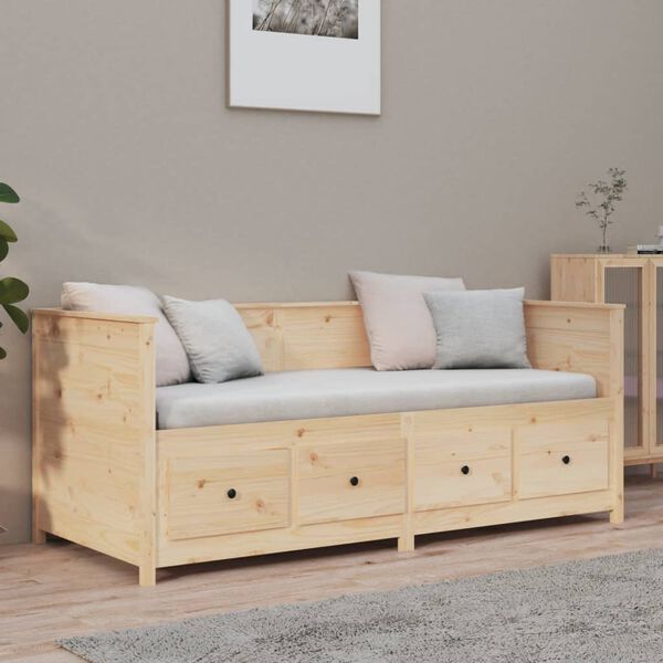 vidaXL Day Bed Natural Wood Solid Pine Wood 39.4 x 78.7 in Day Bed