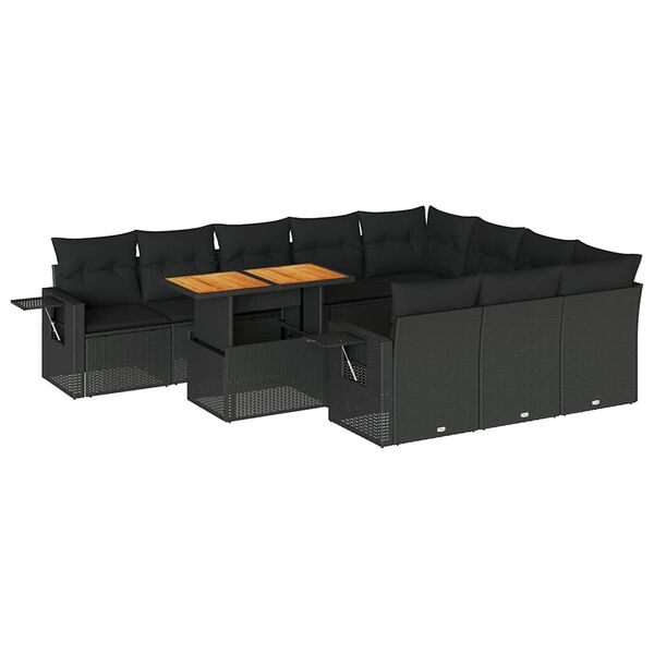 vidaXL Garden Sofa Set Black
