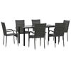 vidaXL Garden Dining Set Grey PE rattan, powder-coated steel, tempered glass
