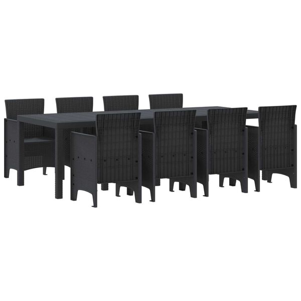 vidaXL Garden Dining Set 9 pcs Anthracite Polt rattan