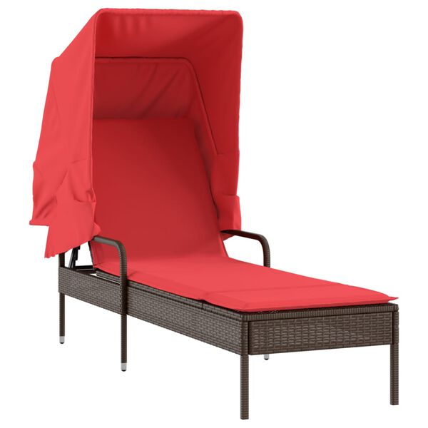 vidaXL Patio Sun Lounger Brown Poly Rattan and powder-coated steel