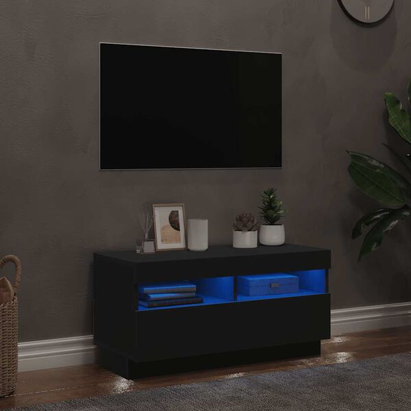 vidaXL TV Cabinet Black Engineered wood TV Cabinet Rectangular Modern