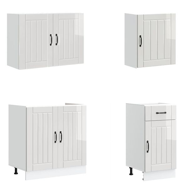 vidaXL Kitchen Cabinet Set Glossy White Engineered Wood 7 Piece Set