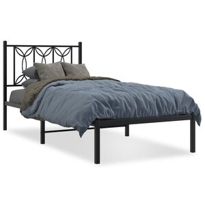 vidaXL Bed Frame Black Steel Twin Bed Frame Rectangular Modern