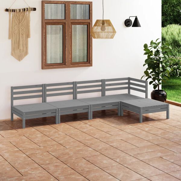 vidaXL Garden Lounge Set Grey Solid pinewood Medium Modular