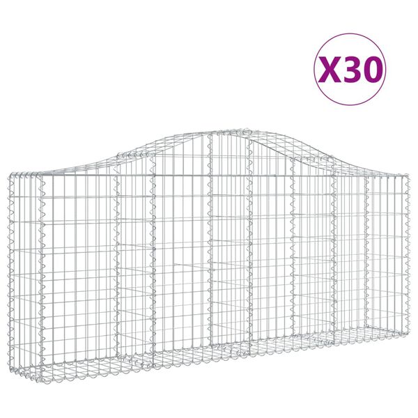 vidaXL Gabion Basket Set of 30 Silver Galvanized iron Large
