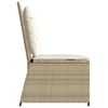 vidaXL Reclining Patio Bench Beige, Cream Poly Rattan, Powder-Coated Steel