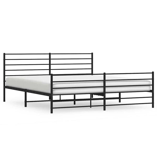vidaXL Bed Frame Black Powder-Coated Steel Double Bed Frame