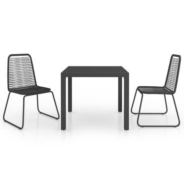 vidaXL Dining Set Black PVC Rattan, Steel, Aluminum, WPC Lightweight