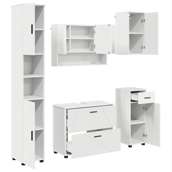 vidaXL Bathroom Furniture Set with Drawer 5 pcs White 30 x 35 x 192 cm