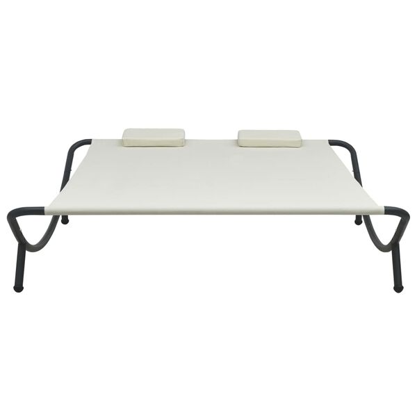 vidaXL Sun Lounger Cream Oxford Fabric, Polyester, Steel Large