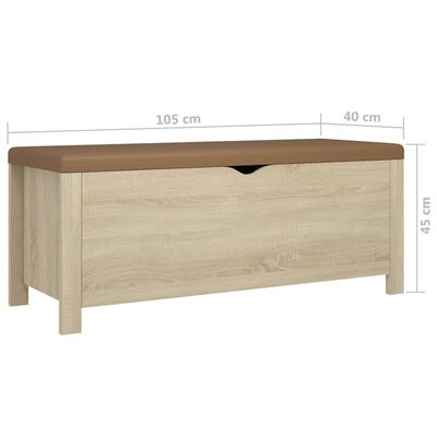 vidaXL Storage Box with Cushion Sonoma Oak 41.3"x15.7"x17.7" Engineered Wood