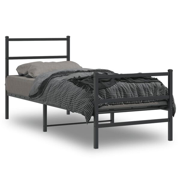 vidaXL Bed Frame Black Powder-Coated Steel Small Single Bed Frame
