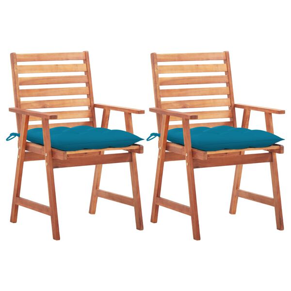 vidaXL Patio Chair Set of 2 Natural wood Solid Acacia wood