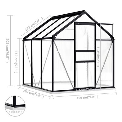 vidaXL Greenhouse with Base Frame Anthracite Aluminum 38.9 ft²