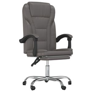 vidaXL Reclining Office Chair Grey Faux leather, metal, plywood, foam