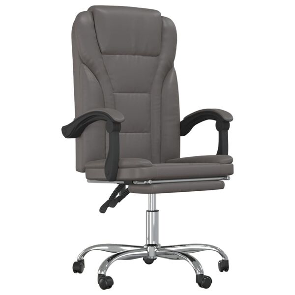 vidaXL Reclining Office Chair Grey Faux leather, metal, plywood, foam