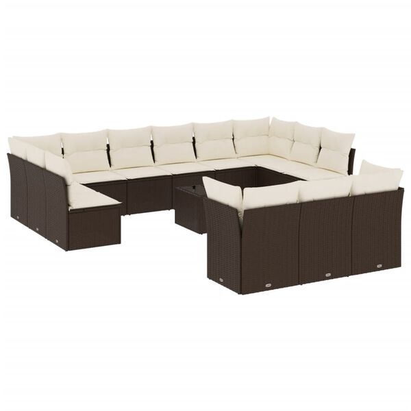 vidaXL Garden Sofa Set Brown, Cream White