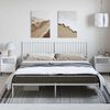 vidaXL Bed Frame White Powder-Coated Steel Double Bed Frame