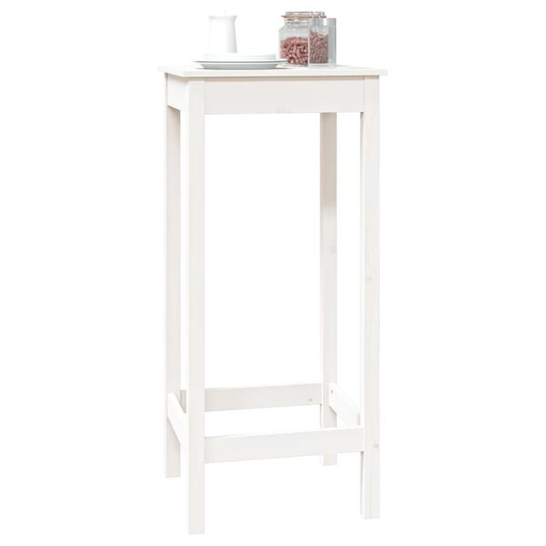 vidaXL Bar Table White Solid pine wood Medium Decorative Inlays