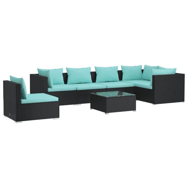 vidaXL Garden Lounge Set Black PE rattan Large Modular