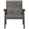 vidaXL Armchair Grey Real leather and solid acacia wood Medium Armchair