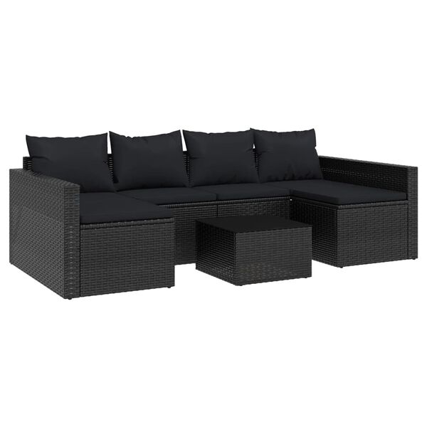 vidaXL Garden Lounge Set Black PE rattan Large Modular