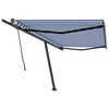 vidaXL Retractable Awning Blue and White Aluminum, Polyester Large
