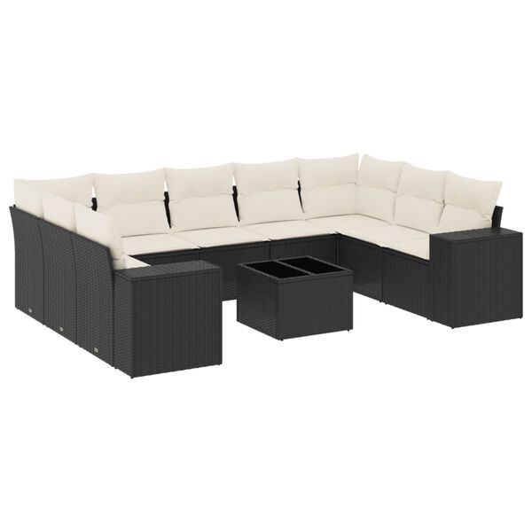vidaXL Garden Sofa Set Black, Cream White