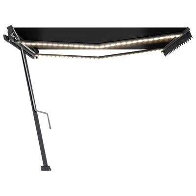 vidaXL Manual Retractable Awning with LED 157.5"x118.1" Anthracite