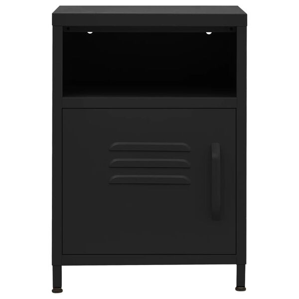 vidaXL Nightstand Black Steel 13.8x13.8x20.1 in Levelers Nightstand