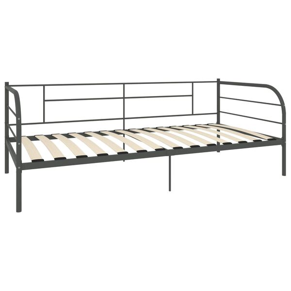 vidaXL Day Bed Frame Gray Metal, plywood and plastic Single