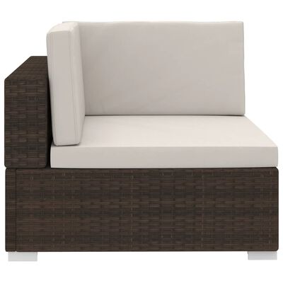 vidaXL 4 Piece Patio Sofa Set with Cushions Poly Rattan Brown