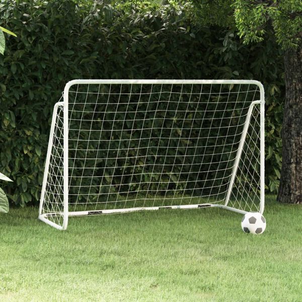 vidaXL Football Goal with Net White 70.9x35.4x47.2" Steel