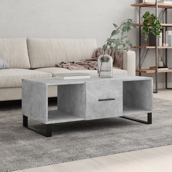 vidaXL Coffee Table Concrete Grey Engineered Wood, Iron Medium