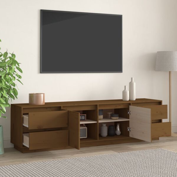vidaXL TV Cabinet Honey Brown Solid Pine Wood Medium TV Cabinet