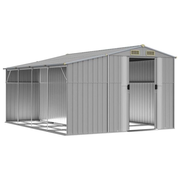 vidaXL Garden Shed Grey Galvanized steel, Polypropylene Large