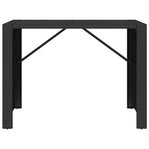 vidaXL Bar Table With Glass Top Black