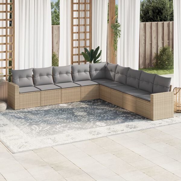 vidaXL Garden Sofa Set Beige Poly Rattan Large Modular Garden Sofa Set