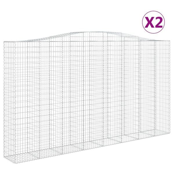 vidaXL Gabion Basket Set of 2 Silver Galvanized iron Large Durable