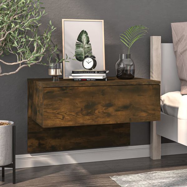 vidaXL Wall-mounted Bedside Cabinet Smoked oak Engineered wood