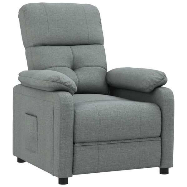 vidaXL Recliner Chair Dark Grey Fabric (100% polyester), Metal, Solid Wood