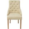 vidaXL Dining Chair Set of 6 Cream Polyester fabric and oak wood