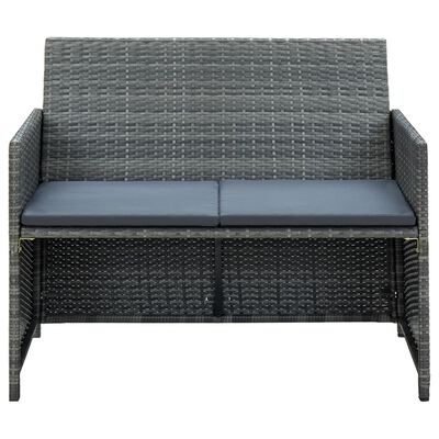 vidaXL 4 Piece Patio Lounge with Cushions Set Poly Rattan Gray