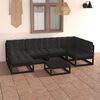 vidaXL Garden Lounge Set Black Solid pinewood and polyester Large Sturdy